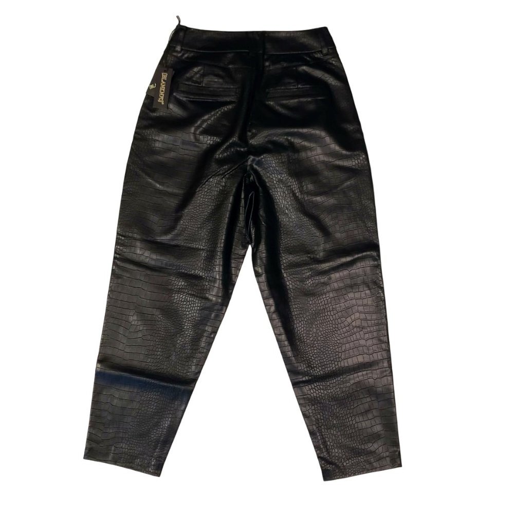 BLANKNYC Nwt Faux Crocodile Leather Pants 26 Pleated High Waist Black - Picture 4 of 11